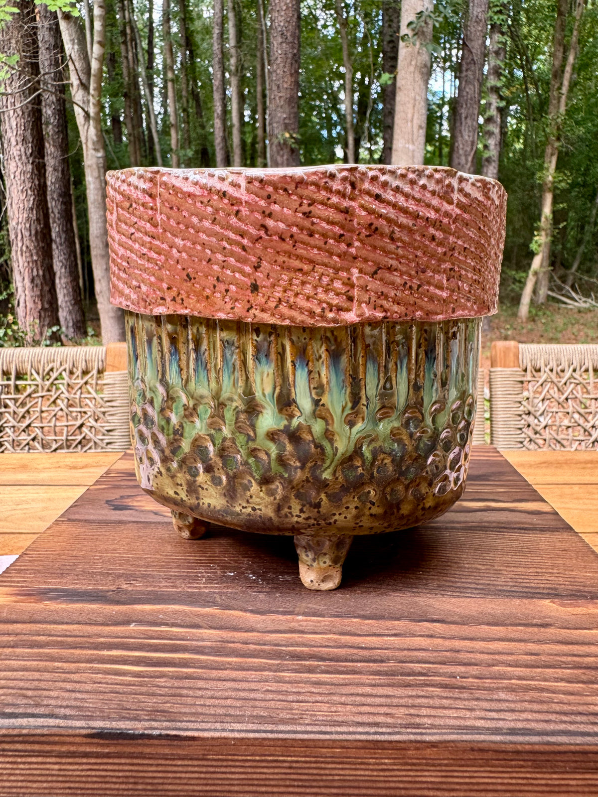 Copper Crown Footed Planter