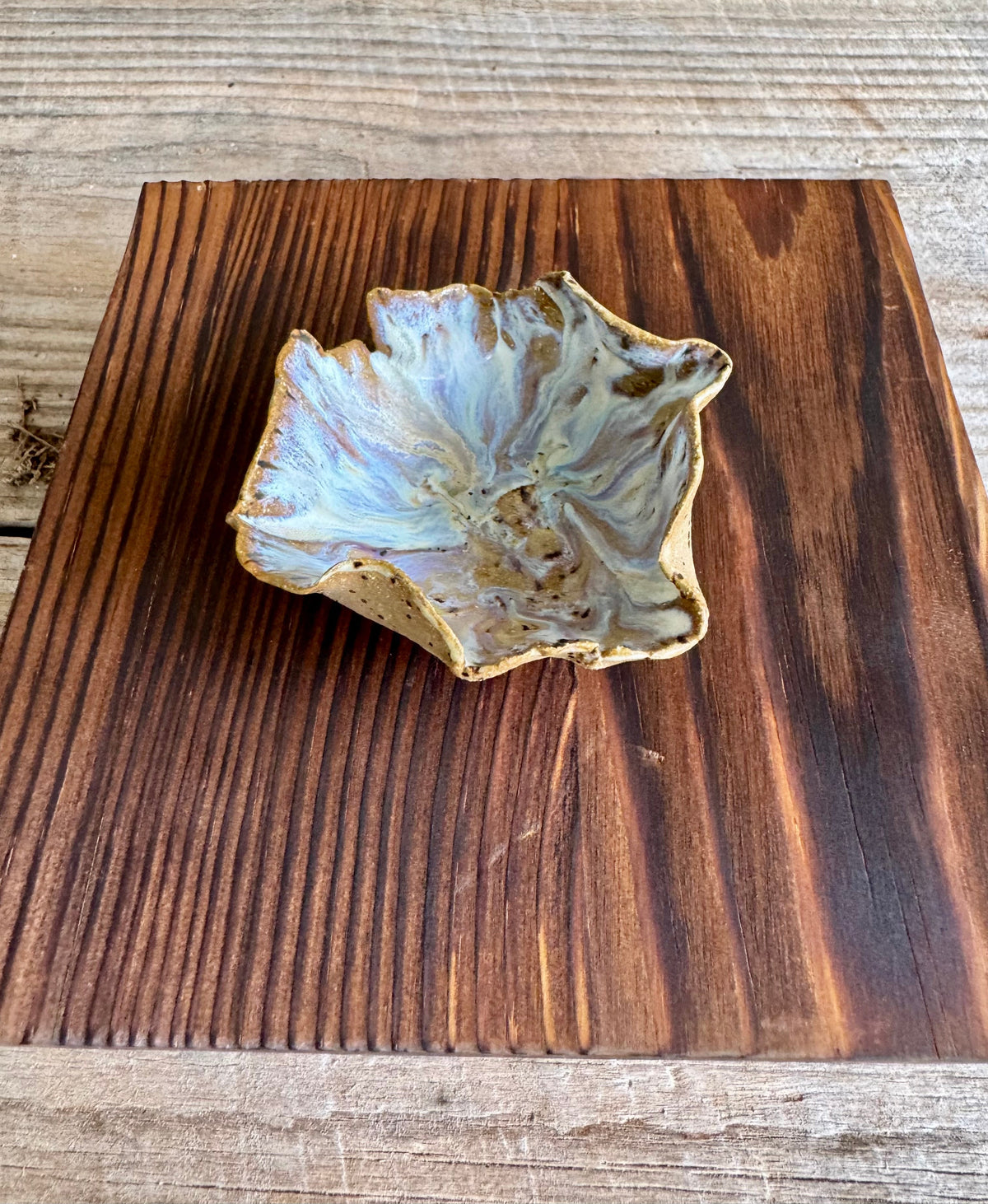 River Stone Trinket Dish — Blue & Taupe
