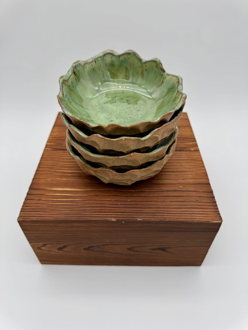 Sage Cobblestone Ruffle Bowl - Set of 4