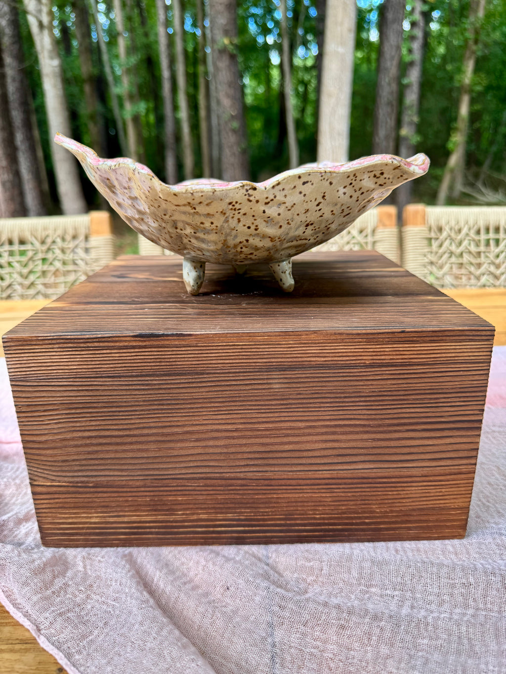 Footed Ceramic Petal Bowl