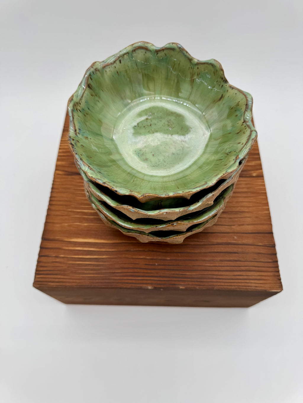 Sage Cobblestone Ruffle Bowl - Set of 4