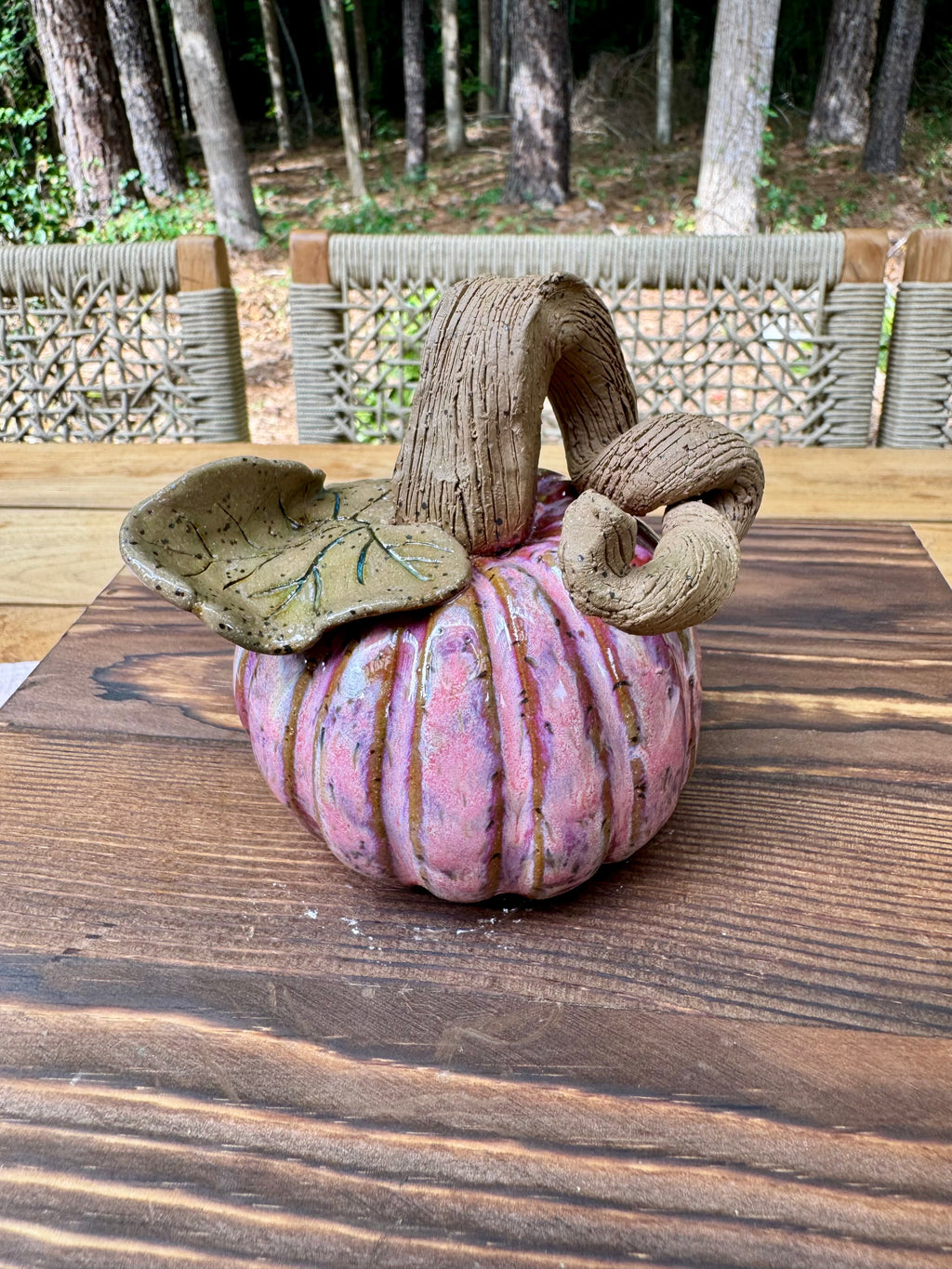 Hand-Built Ceramic Pumpkin - Large Pink