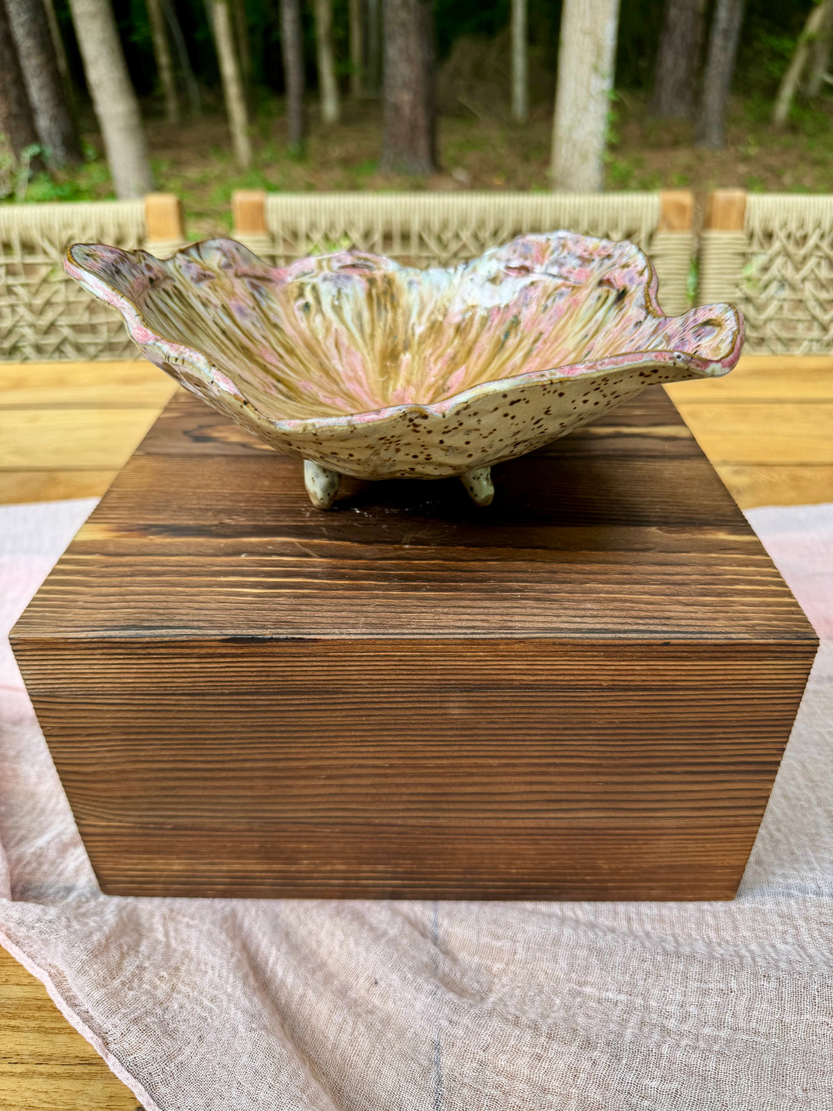 Footed Ceramic Petal Bowl