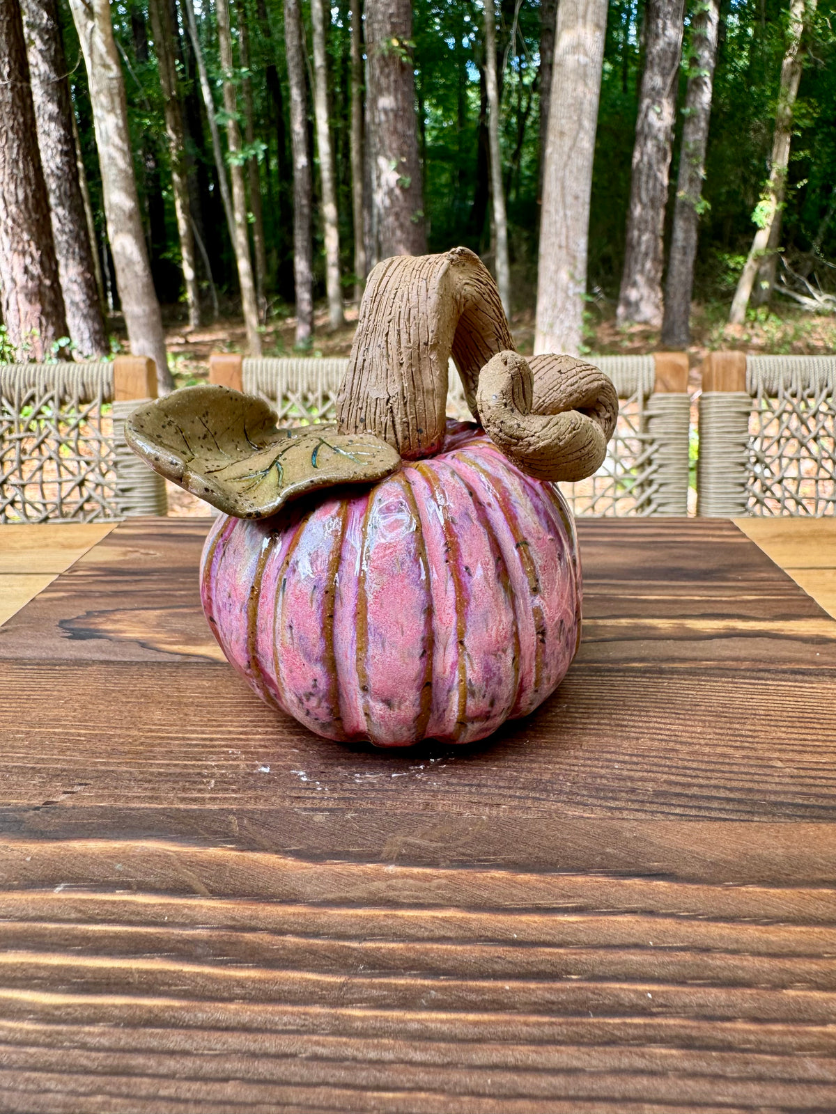 Hand-Built Ceramic Pumpkin - Large Pink