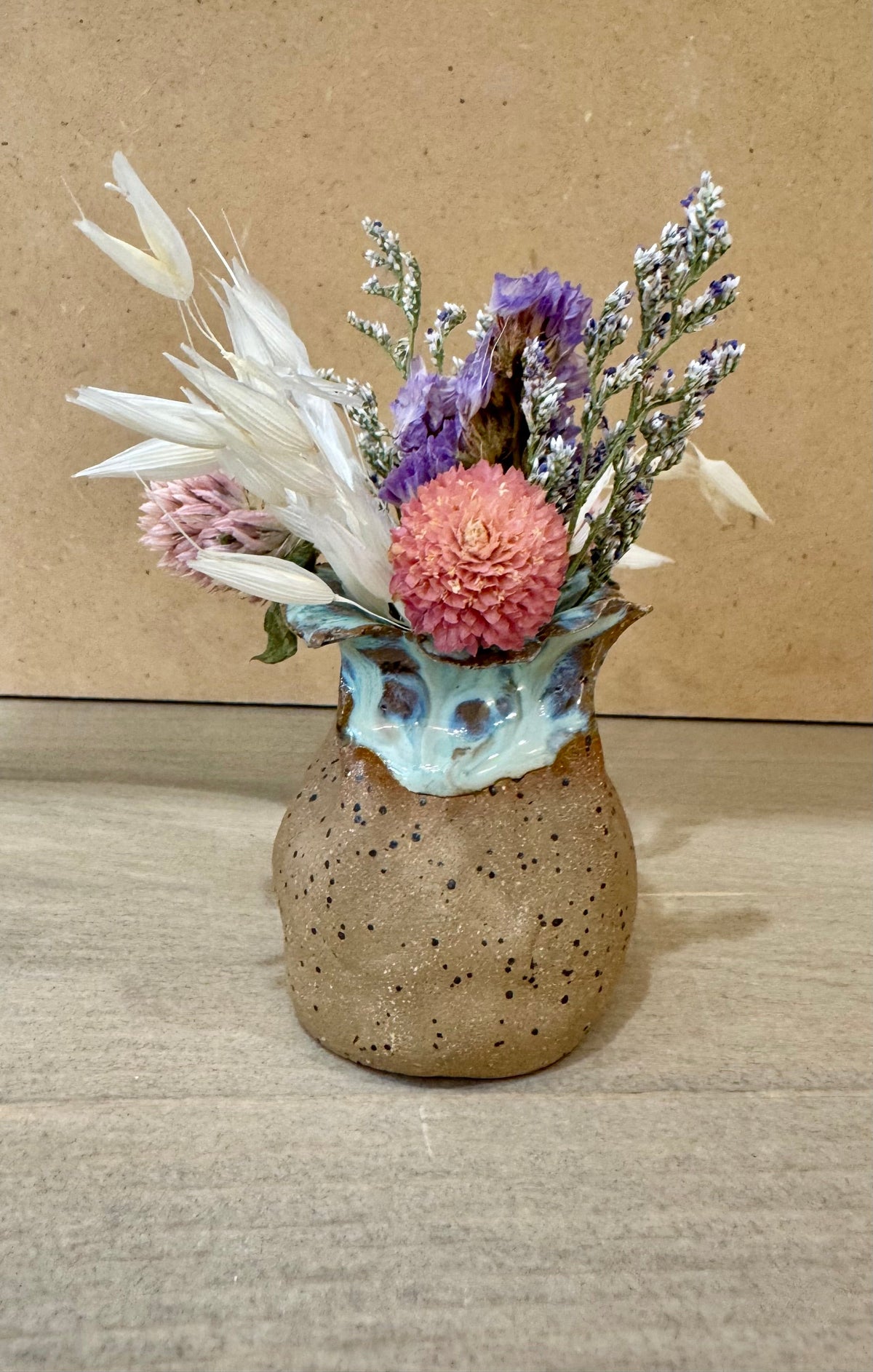 Teal Ruffle Rim Bud Vase
