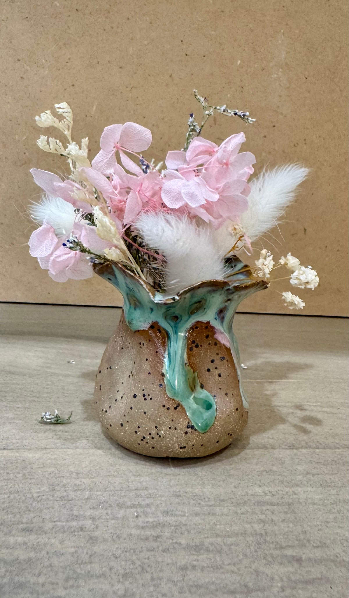 Teal Drip Bud Vase