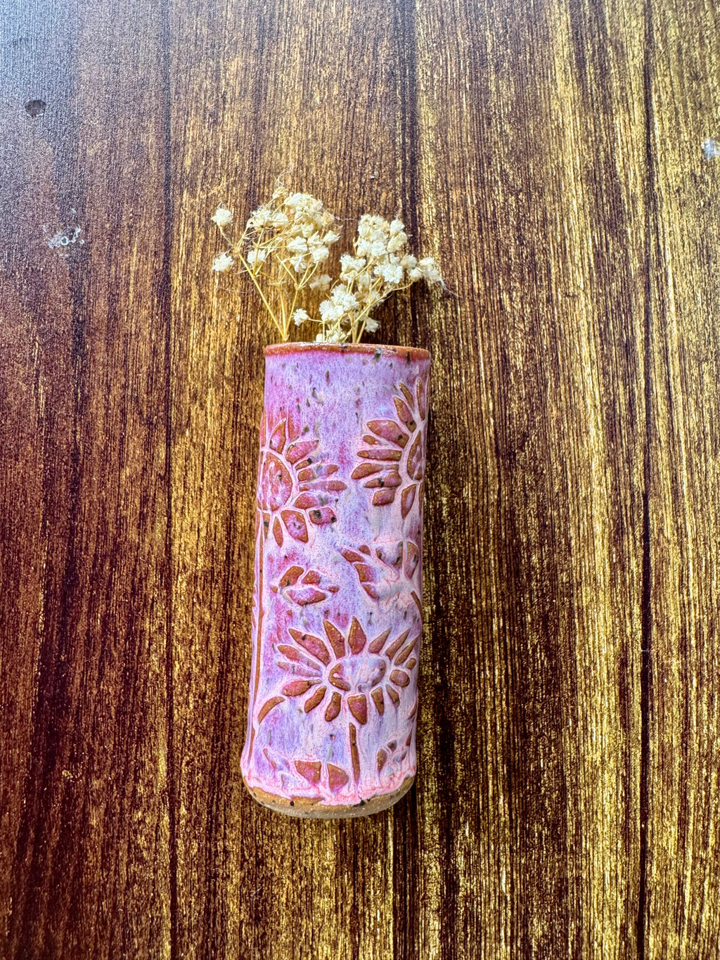 Blush Pink Floral Cylinder Magnetic Wall Vase