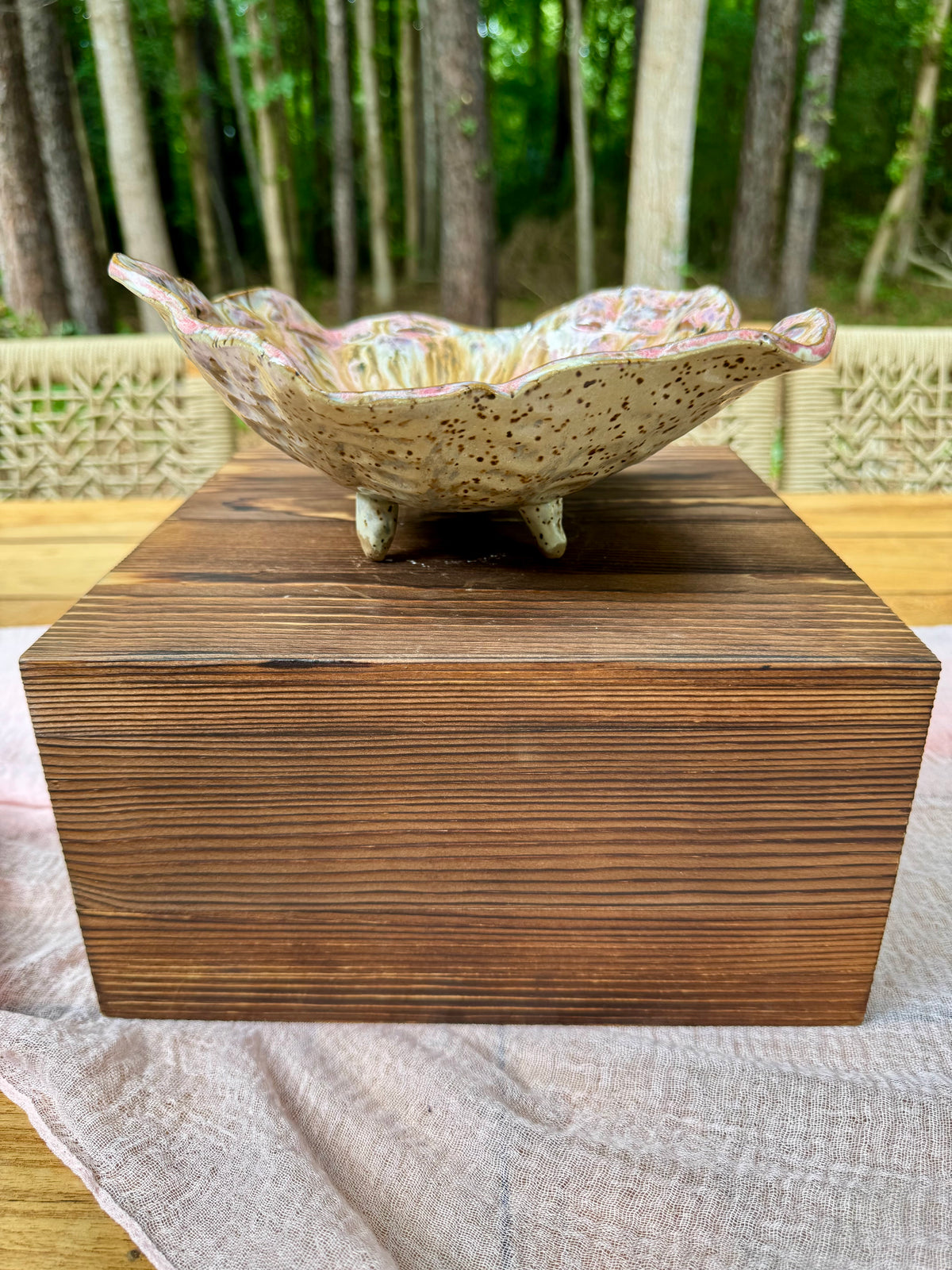 Footed Ceramic Petal Bowl