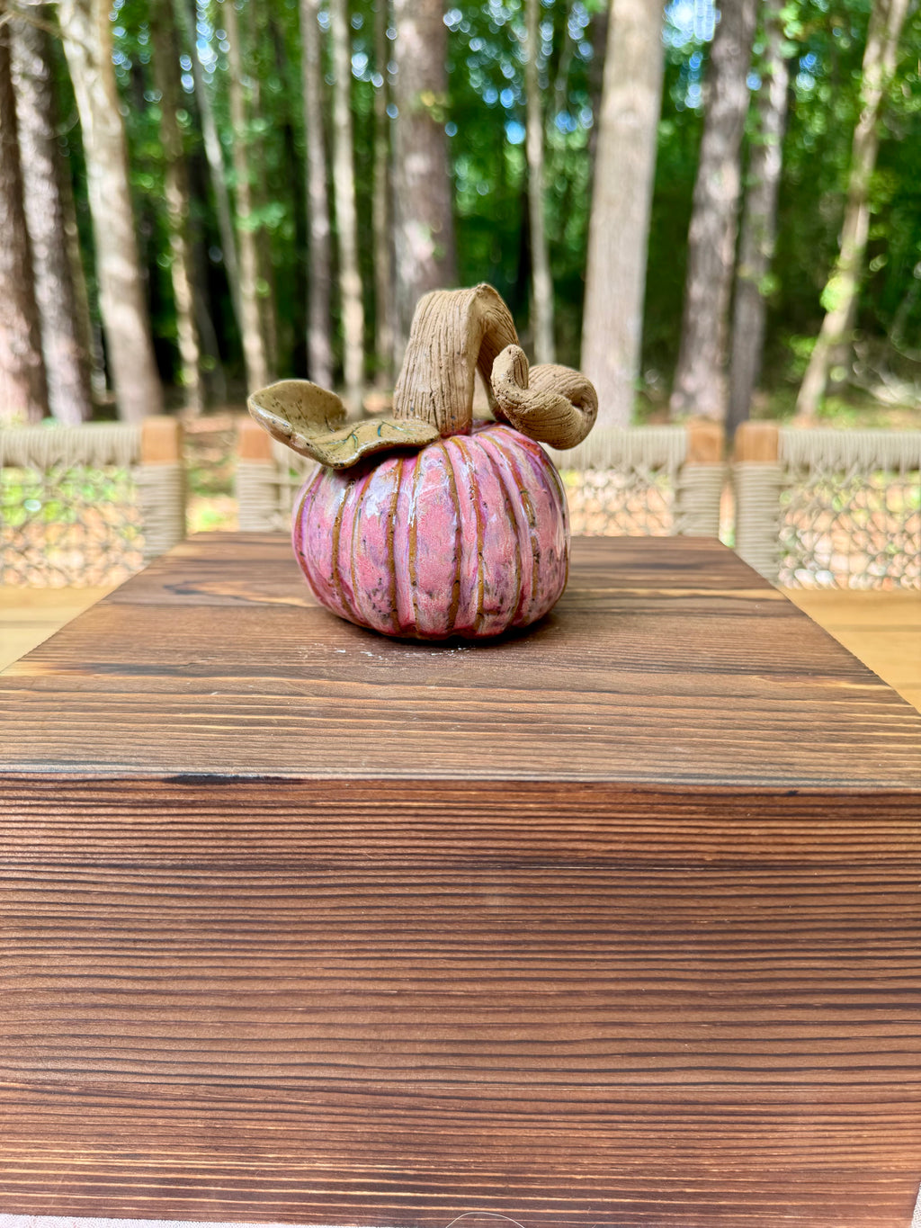 Hand-Built Ceramic Pumpkin - Large Pink