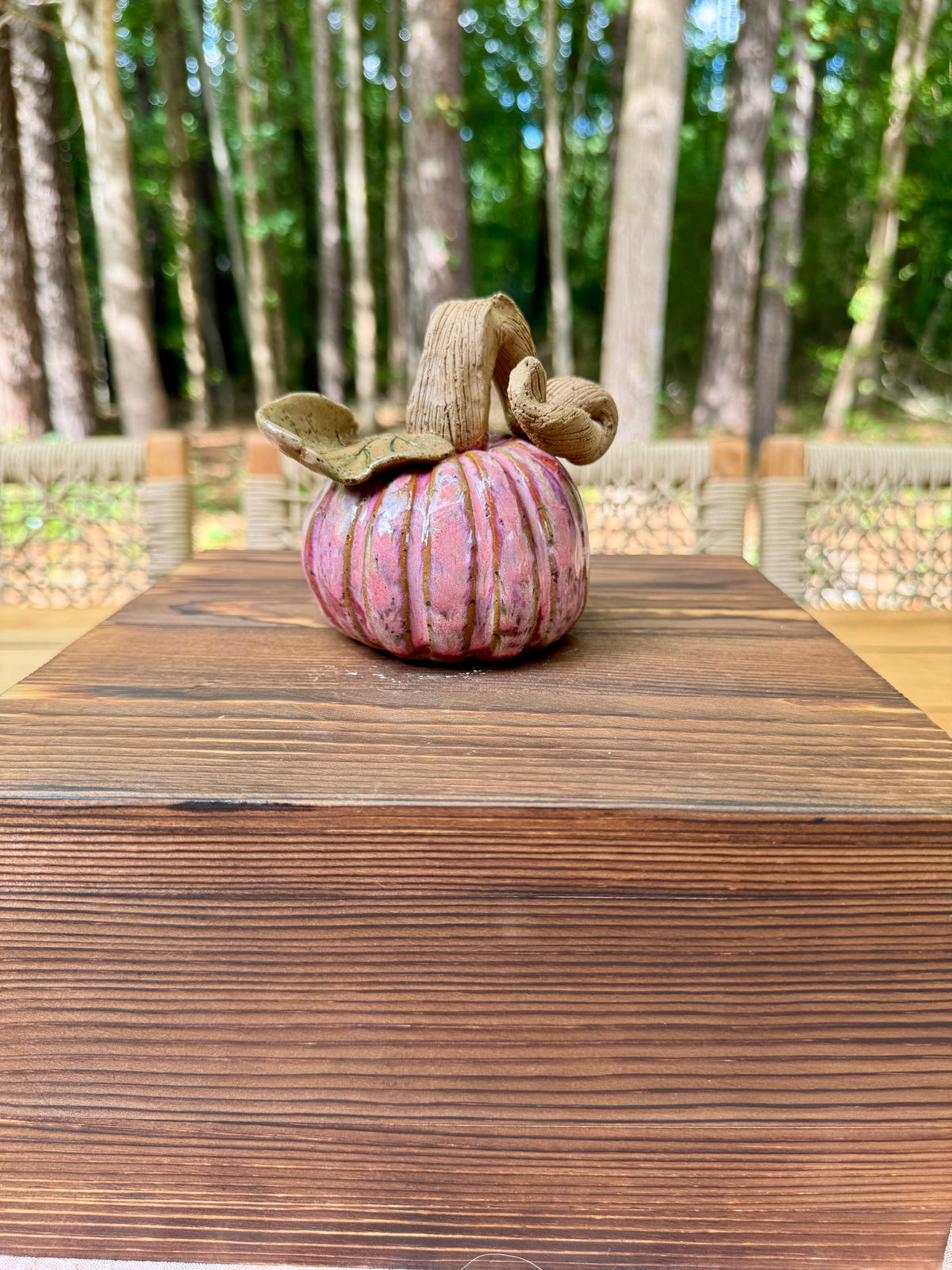 Hand-Built Ceramic Pumpkin - Large Pink