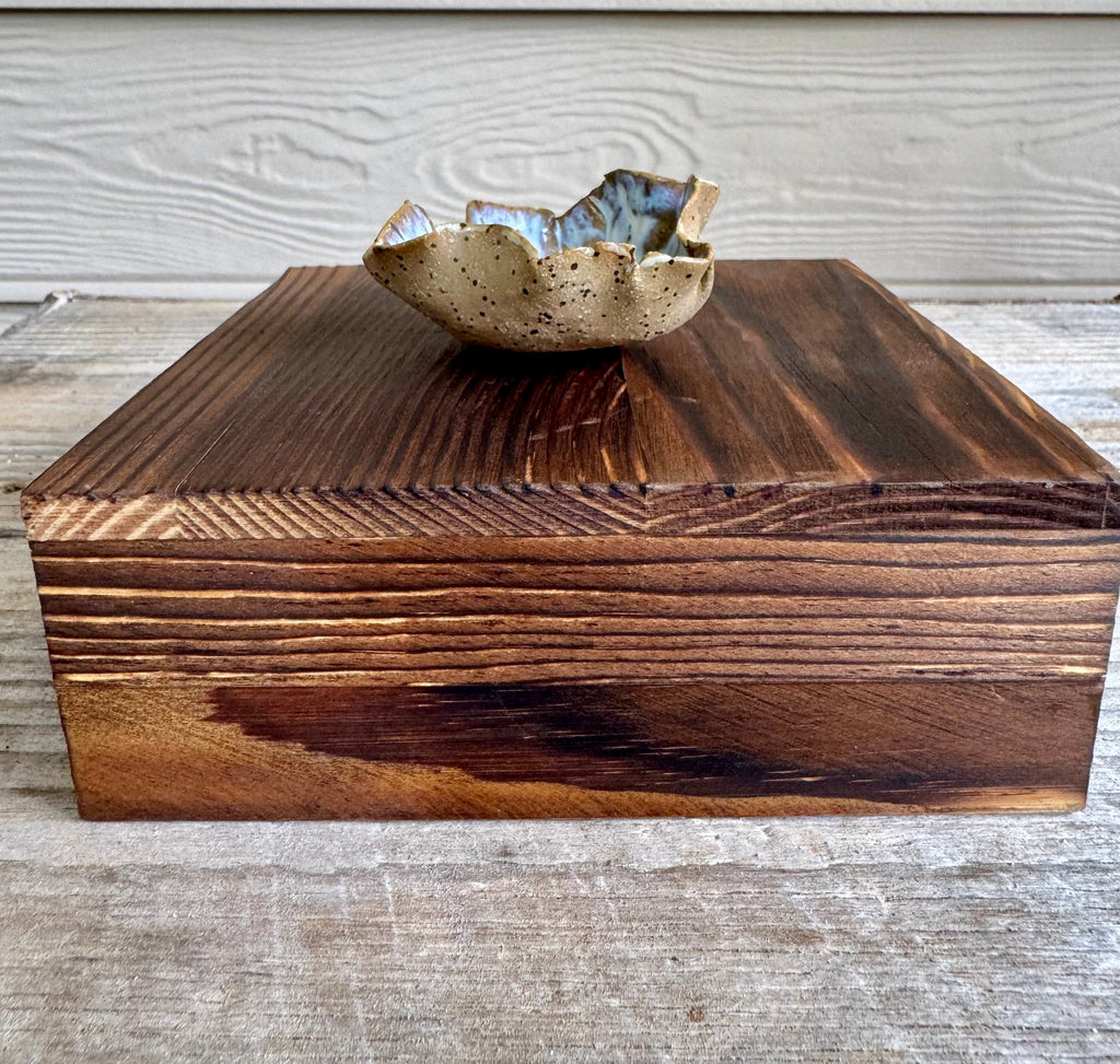 River Stone Trinket Dish — Blue & Taupe