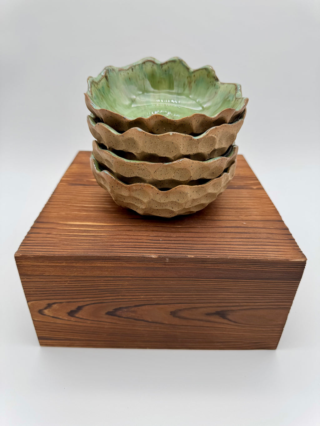 Sage Cobblestone Ruffle Bowl - Set of 4