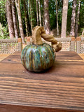 Hand-Built Ceramic Pumpkin - Medium Green