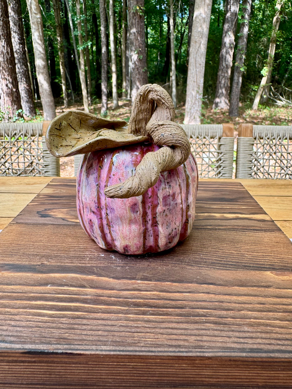 Hand-Built Ceramic Pumpkin - Large Pink