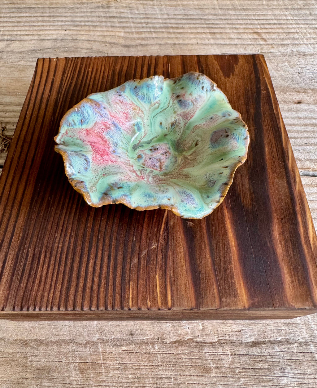 Lily Pad Trinket Dish — Seafoam & Rose
