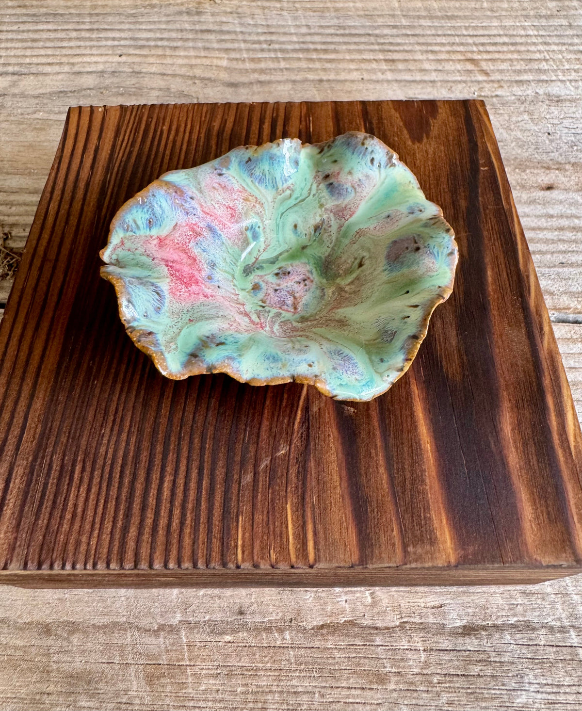 Lily Pad Trinket Dish — Seafoam & Rose