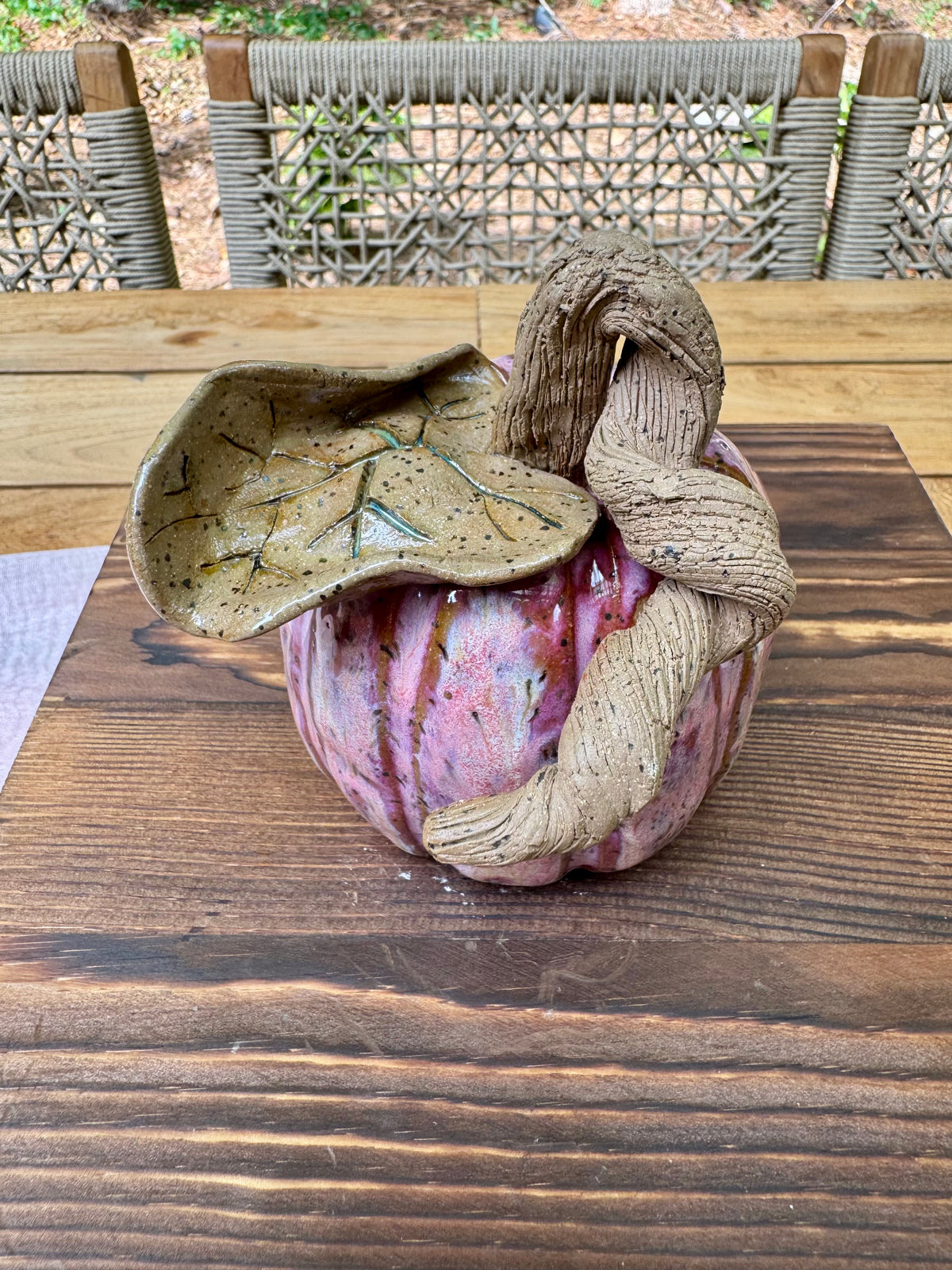 Hand-Built Ceramic Pumpkin - Large Pink