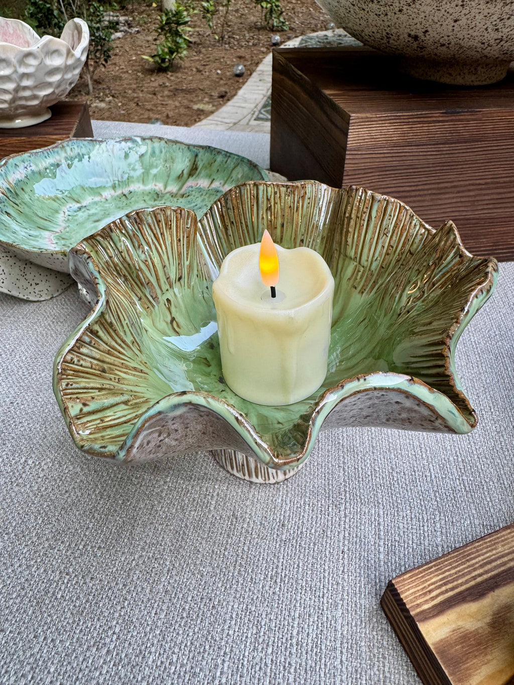 Forest Bloom Pedestal Bowl