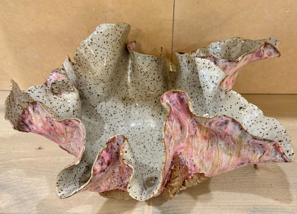 Sculptural Ruffled Ceramic Vessel