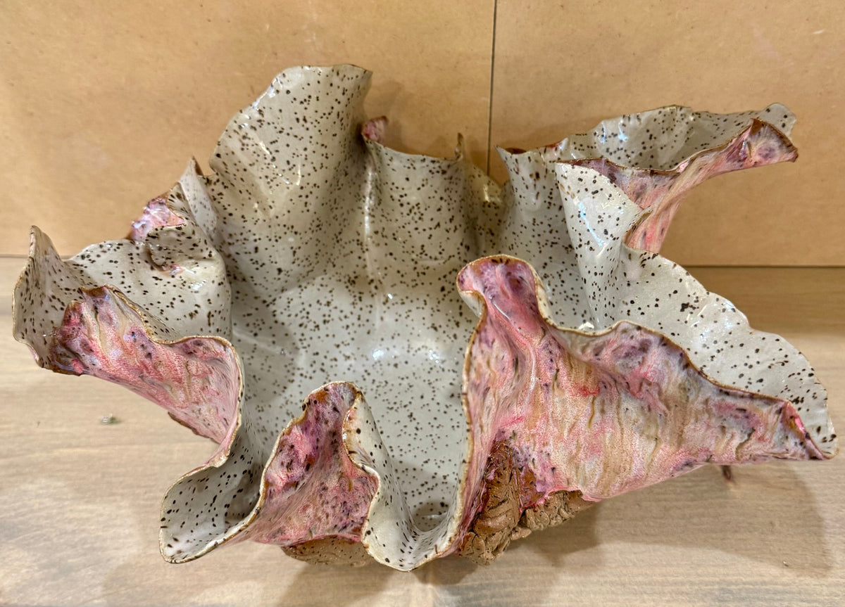 Sculptural Ruffled Ceramic Vessel