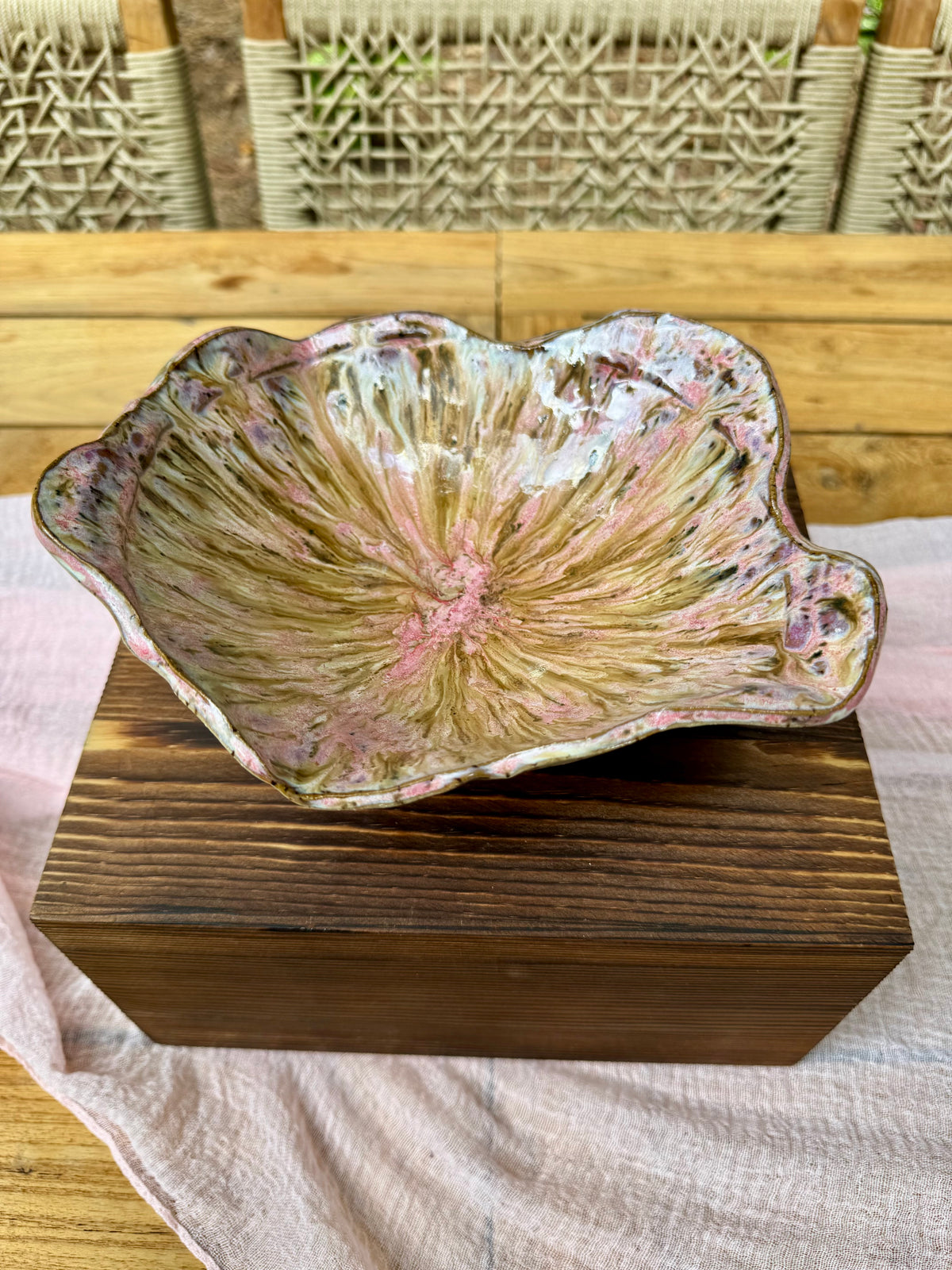 Footed Ceramic Petal Bowl