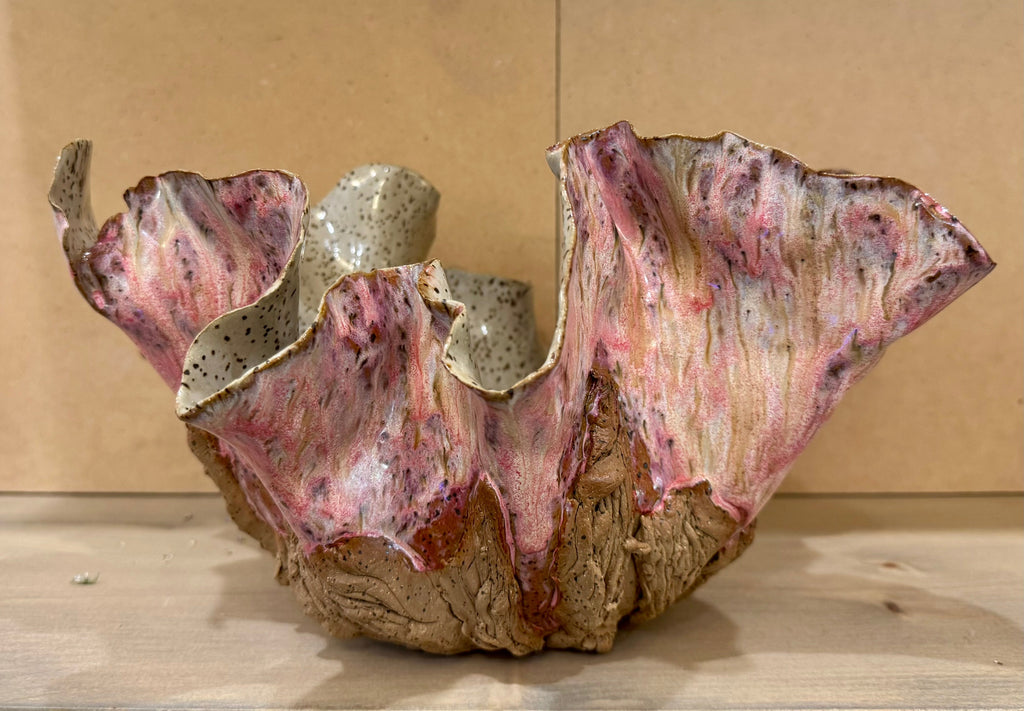 Sculptural Ruffled Ceramic Vessel