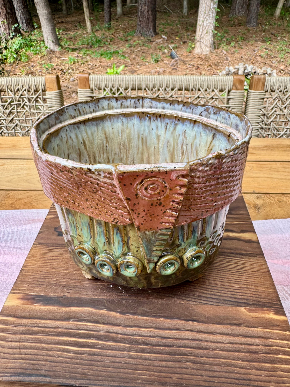 Copper Crown Footed Planter