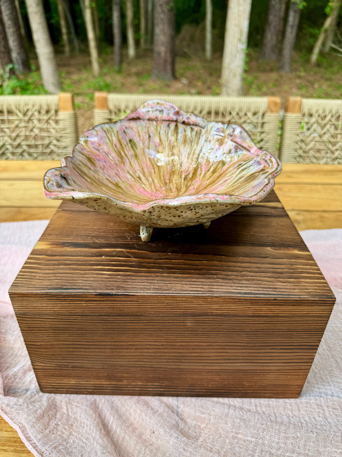 Footed Ceramic Petal Bowl