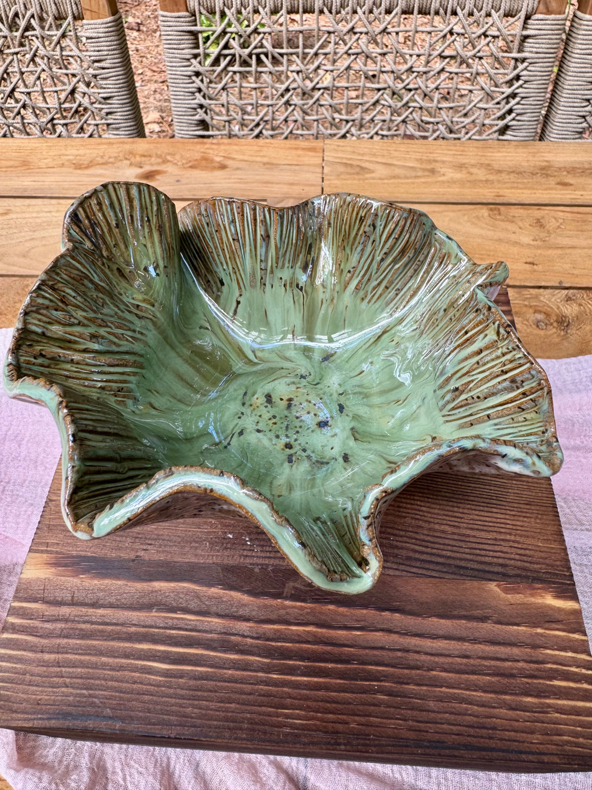 Forest Bloom Pedestal Bowl