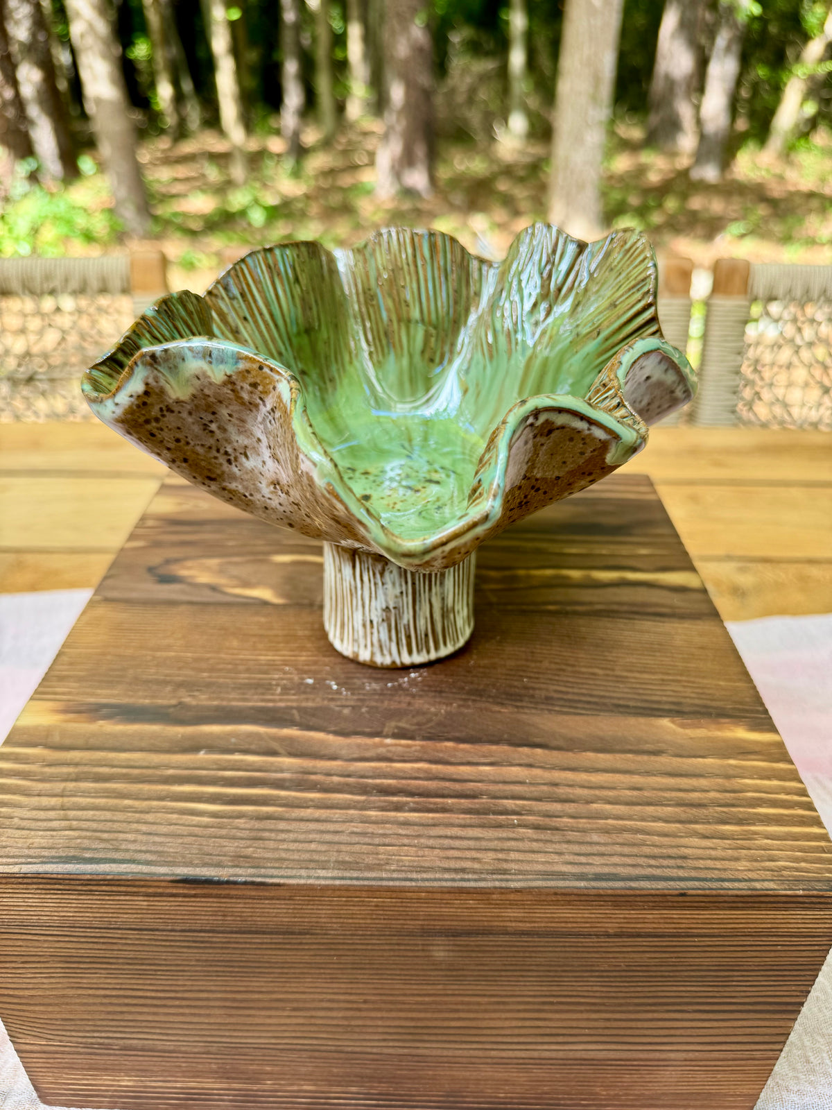 Forest Bloom Pedestal Bowl