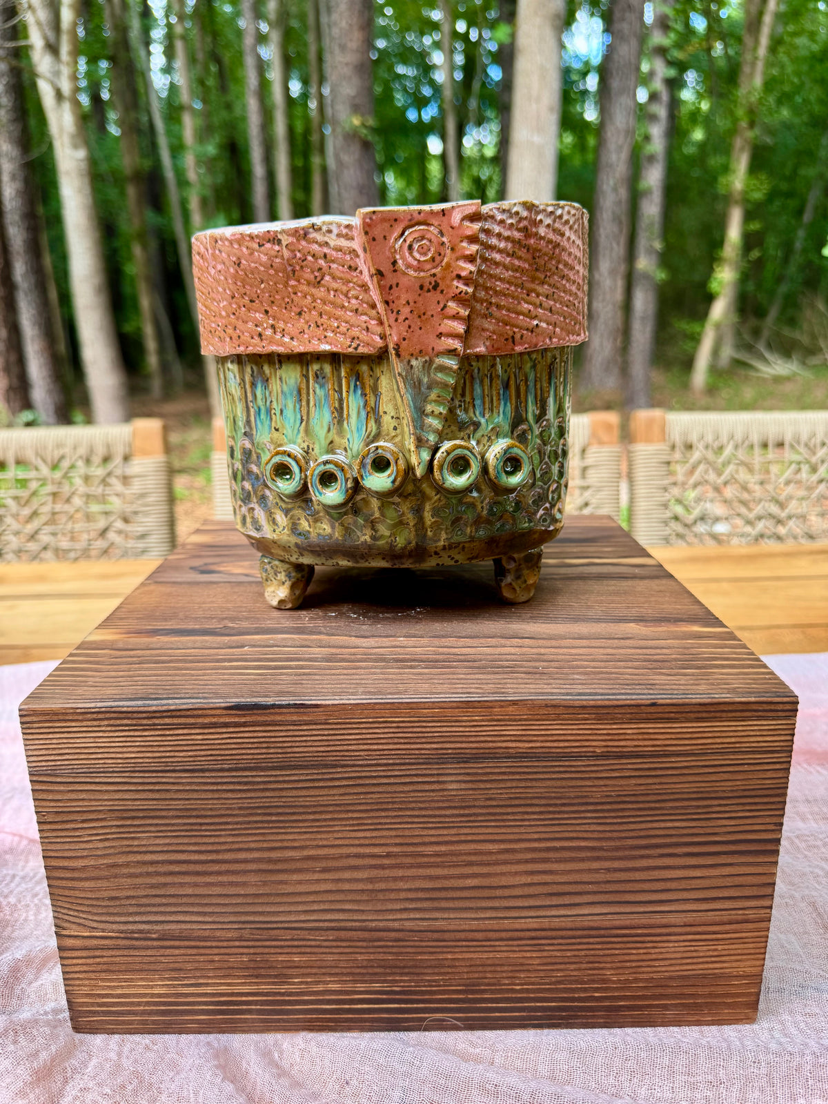 Copper Crown Footed Planter