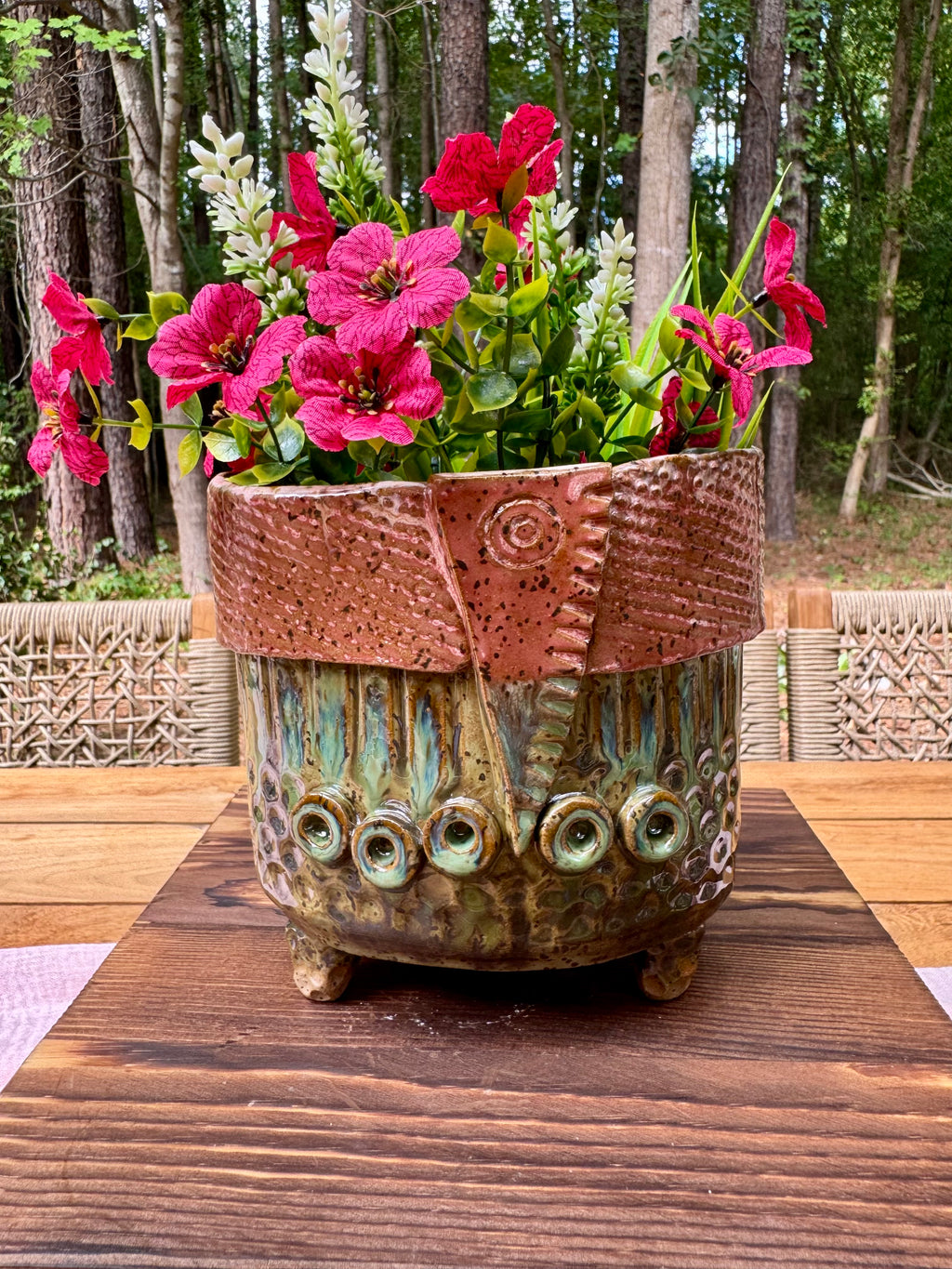 Copper Crown Footed Planter