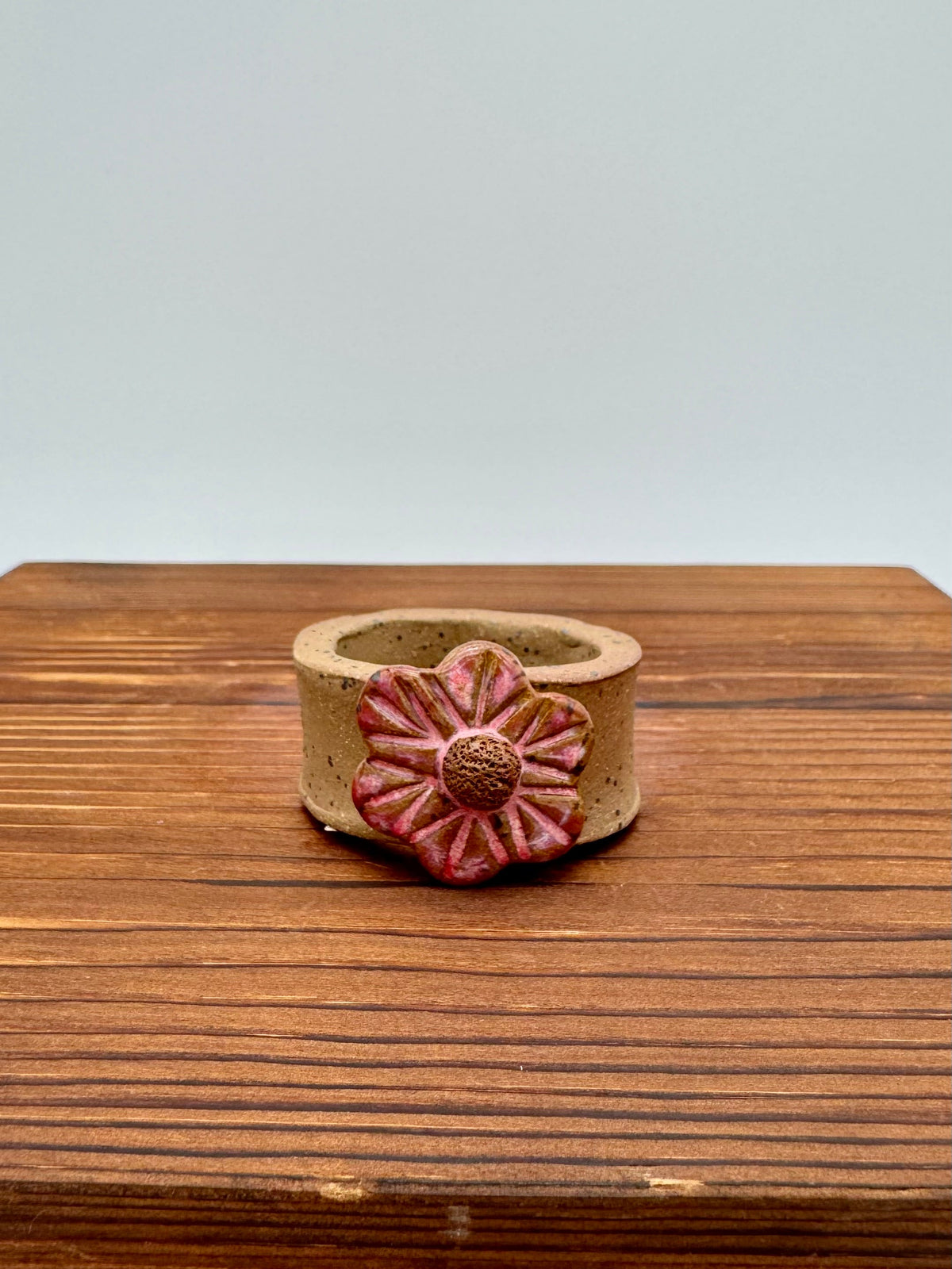 Blush Wildflower Ceramic Napkin Rings — Set of Four