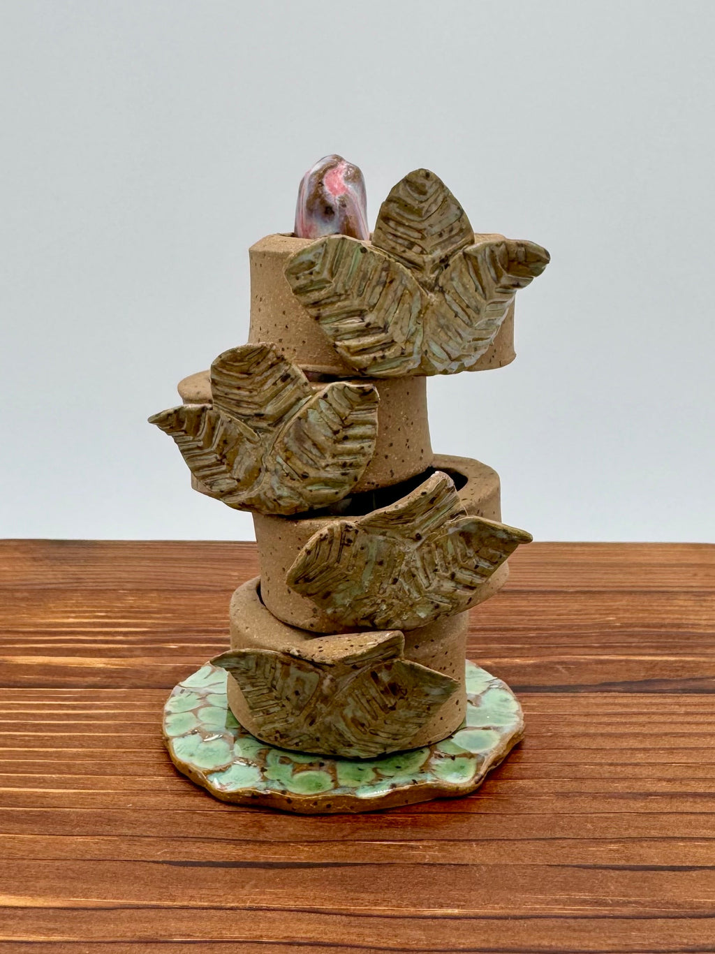 Woodland Leaf Ceramic Napkin Rings — Set of Four