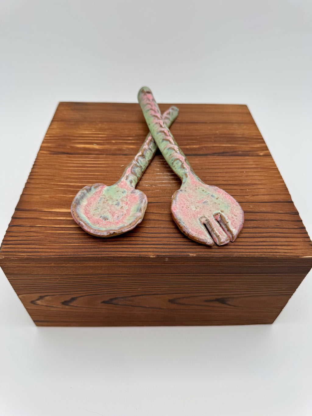Meadow Bloom Ceramic Salad Servers — Set of Two