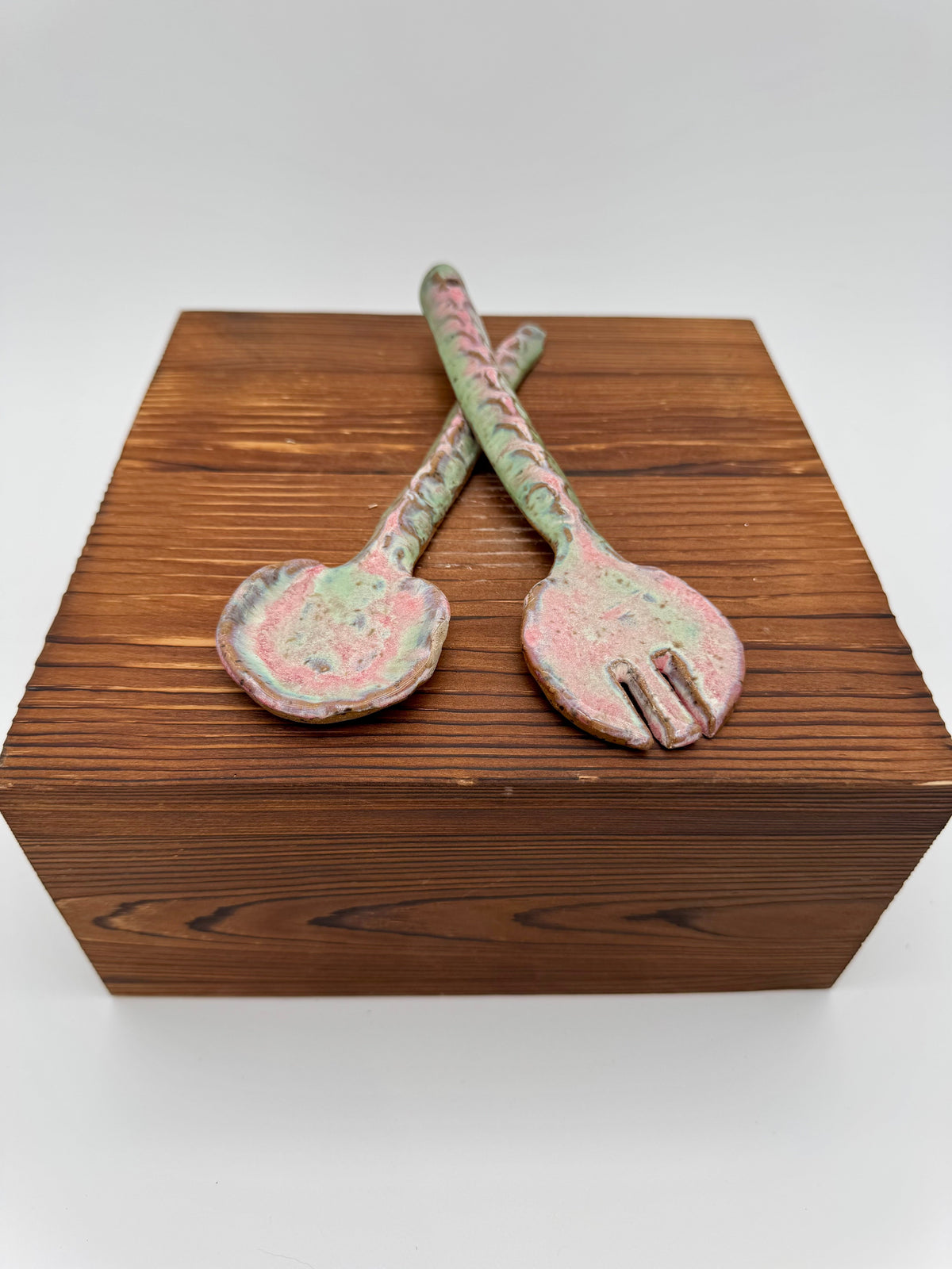 Meadow Bloom Ceramic Salad Servers — Set of Two