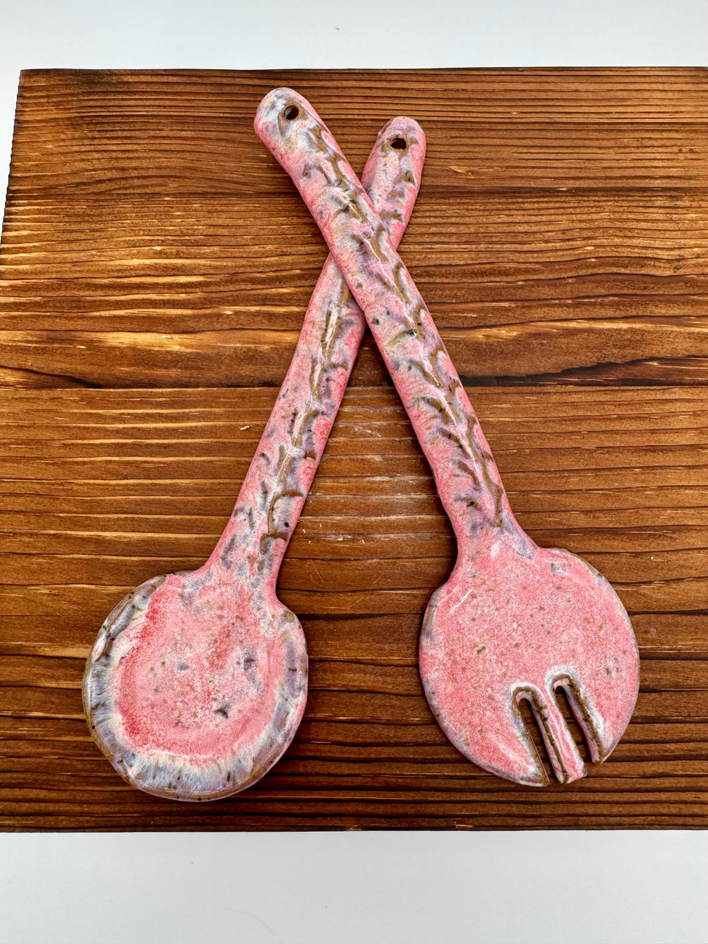 Blush Garden Ceramic Salad Servers — Set of Two
