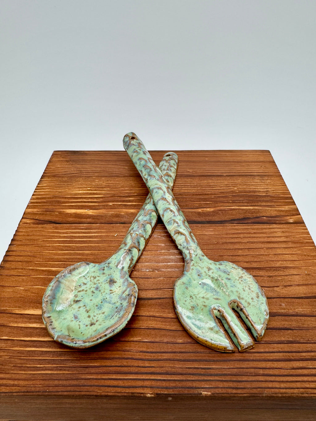 Sage Garden Ceramic Salad Servers — Set of Two