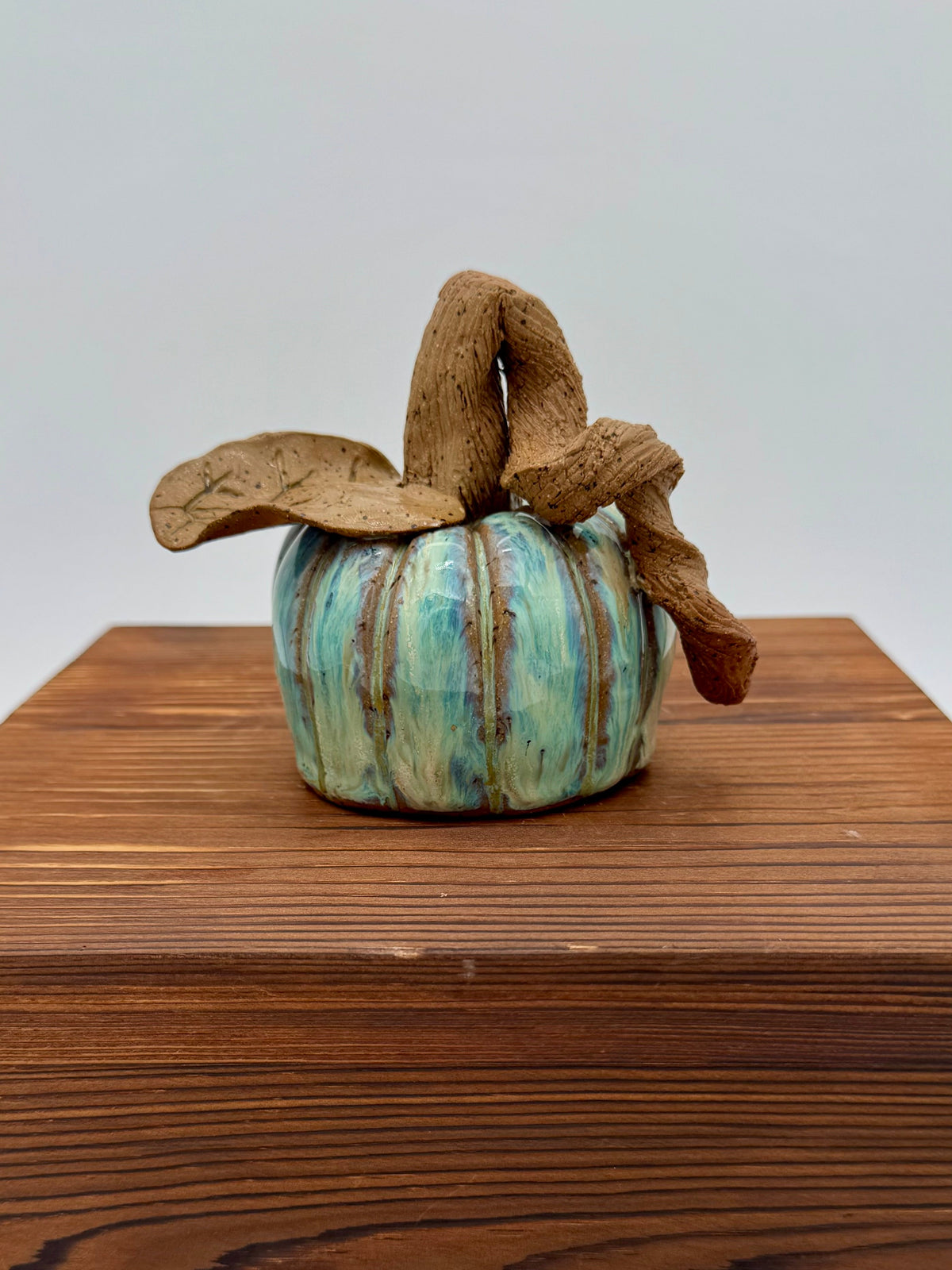 Seafoam Harvest Ceramic Pumpkin — Medium