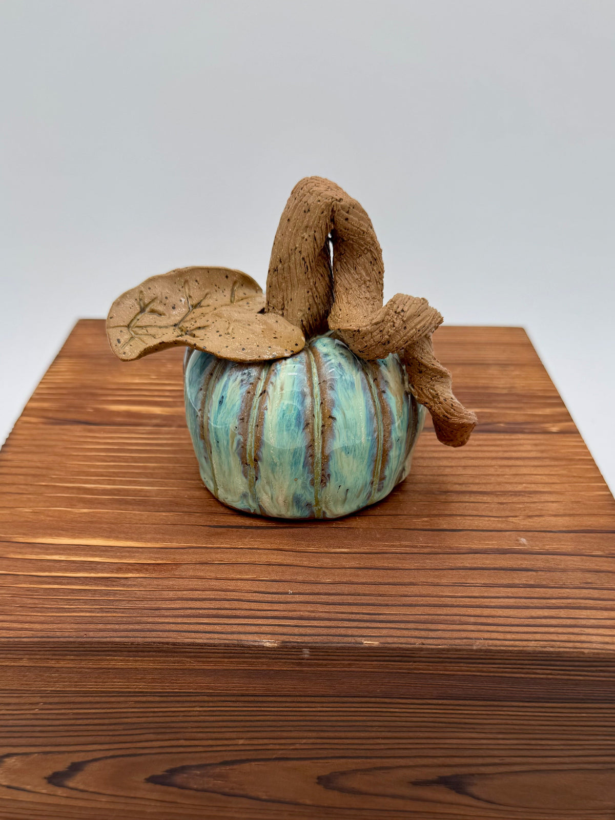 Seafoam Harvest Ceramic Pumpkin — Medium