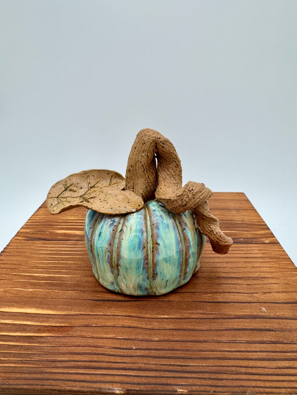 Seafoam Harvest Ceramic Pumpkin — Medium