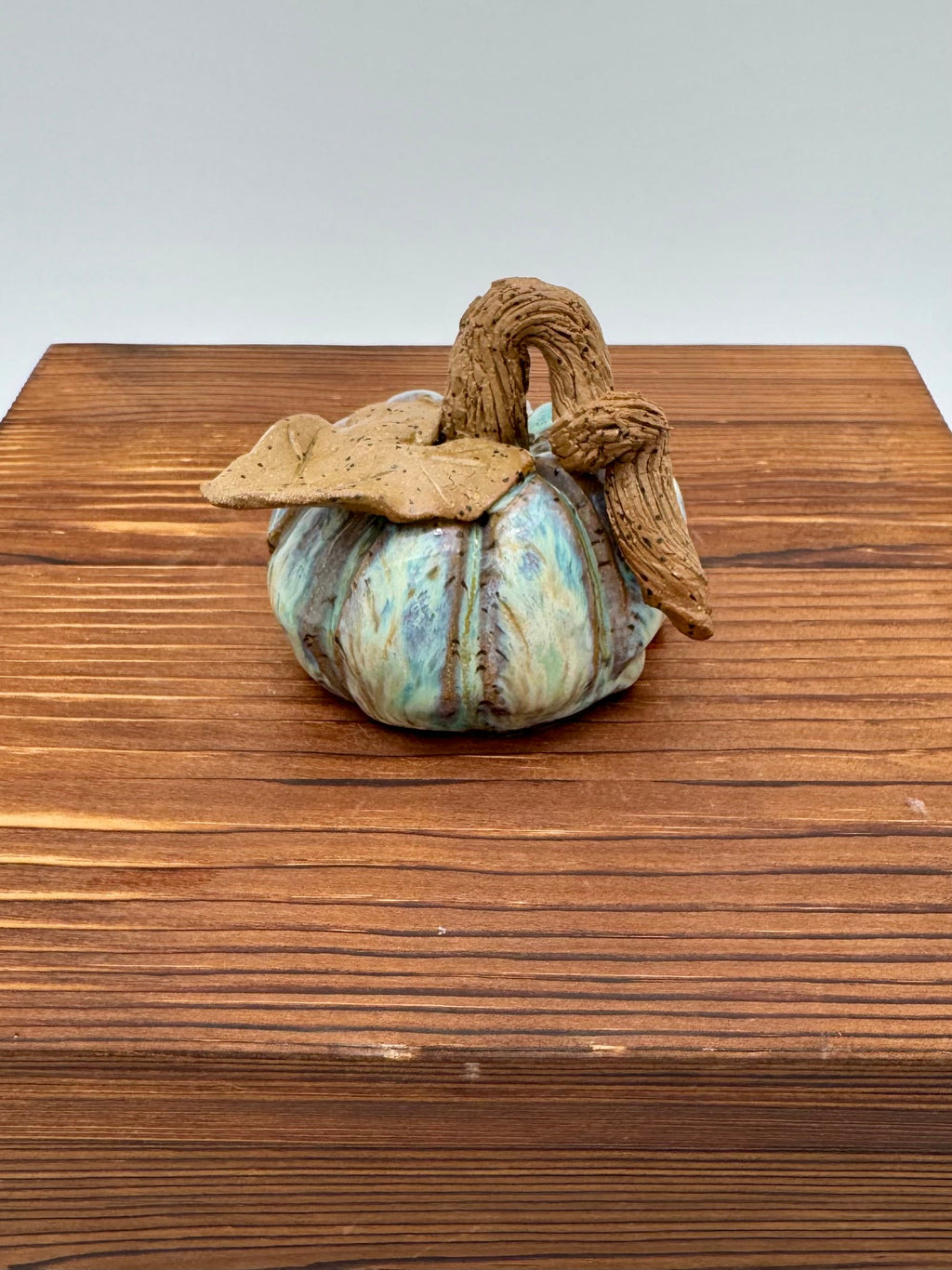 Seafoam Harvest Ceramic Pumpkin — Small