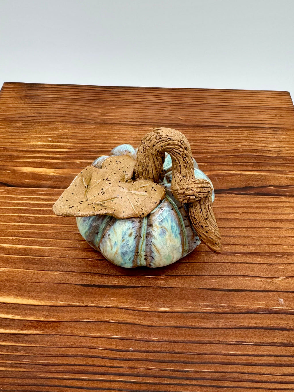 Seafoam Harvest Ceramic Pumpkin — Small