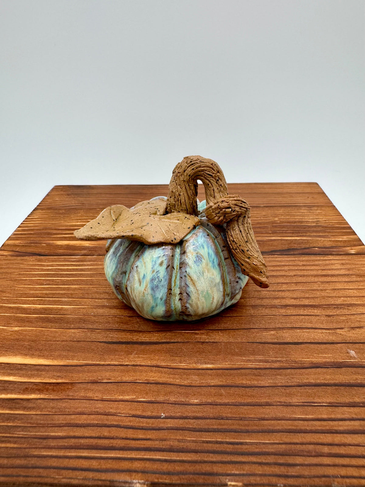 Seafoam Harvest Ceramic Pumpkin — Small